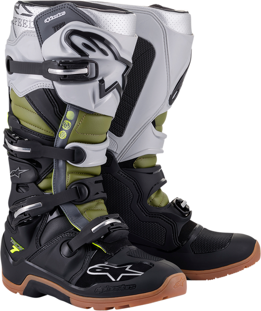 Alpinestars Tech 7 Silver/Black/Green - MxStar