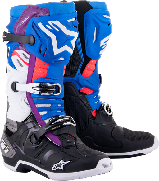 Alpinestars Tech 10 Supervented Black/Blue/Purple/White krossisaapad - MxStar